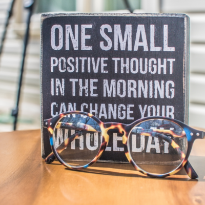 Image that says "One small positive thought in the morning can change your whole day" on a blog for powerful daily affirmations. Above a list of affirmations.