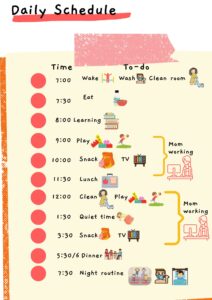 Image of a daily schedule for work from home moms tho want to balance 