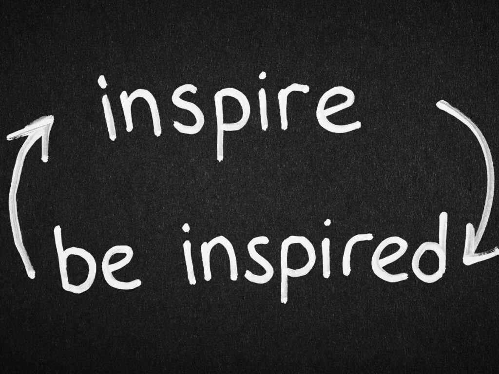 Image for blog post to rediscover your inspiration that says inspire to be inspired