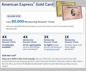AD FOR AMERICAN EXPRESS GOLD card. earn 60,000 points. 